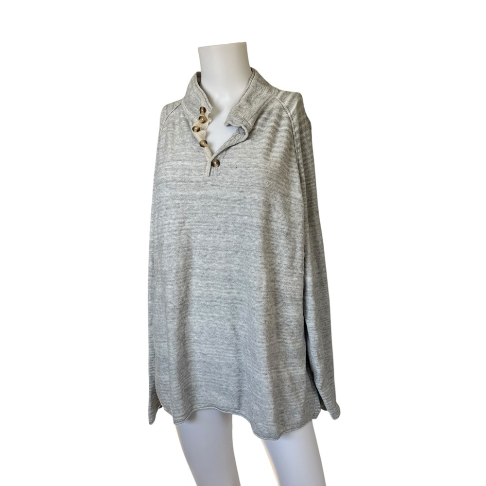 Carbon2Cobalt Henley Pullover Sweater Gray Knit Cotton Neutral Mens Size XL